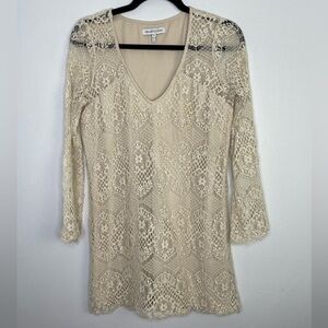 HEARTLOOM lace cream mini dress